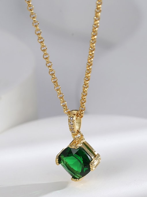 CHARME Brass Glass Stone Geometric Minimalist Necklace 3