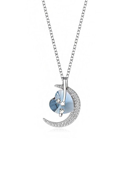 JYXZ 044 (denim) 925 Sterling Silver Austrian Crystal Heart Classic Necklace