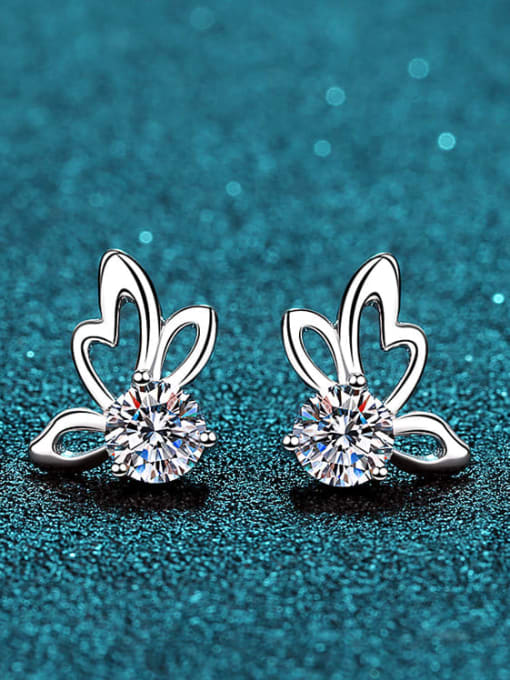 MOISS Sterling Silver Moissanite Butterfly Dainty Stud Earring