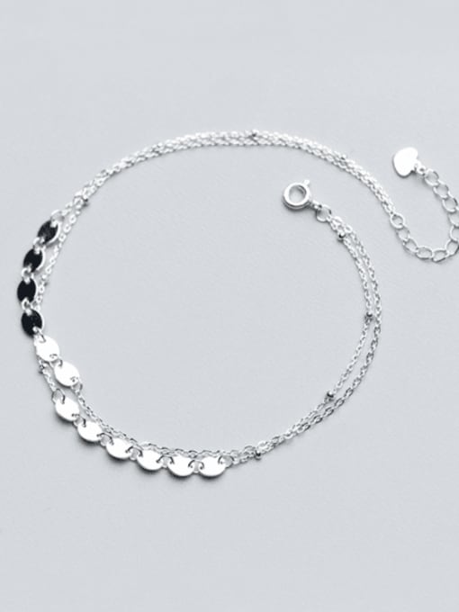 silver foot chain 925 Sterling Silver Round Minimalist  Anklet