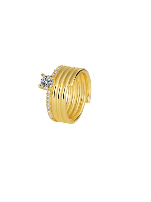 Gold Multi Ring Zircon Ring Brass Geometric Minimalist Stackable Ring