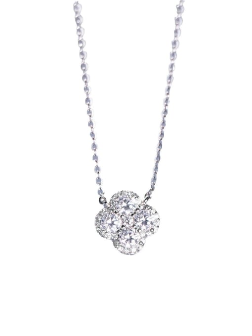 Rosh 925 Sterling Silver Cubic Zirconia Flower Dainty Necklace 2