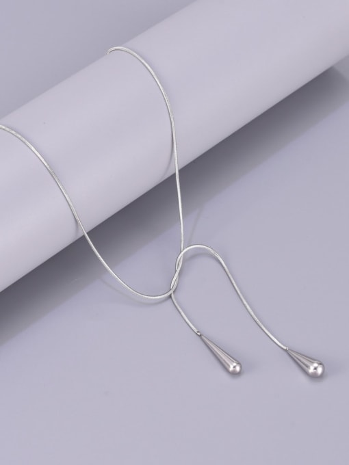 A TEEM Titanium Steel Water Drop Minimalist Snake Bone Chain Necklace 3