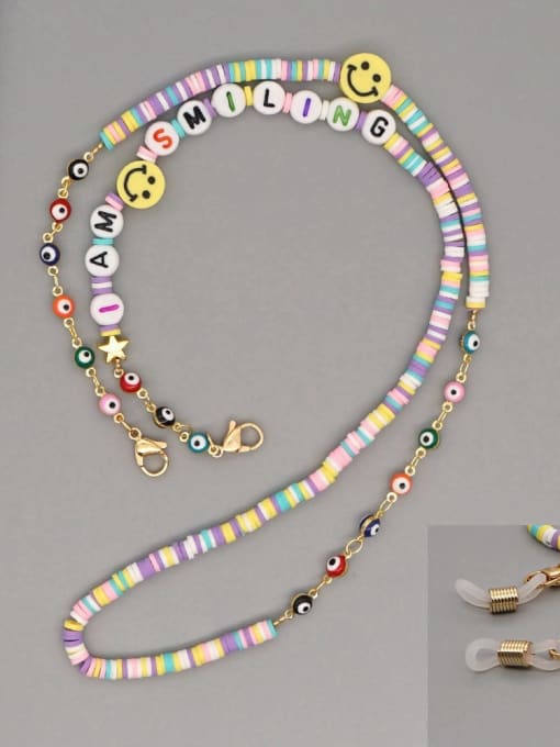 RT N200008A Stainless steel Bead Multi Color Polymer Clay Letter Bohemia Hand-woven Necklace