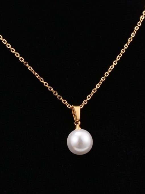 A TEEM Titanium Imitation Pearl White Round Minimalist Choker Necklace 0