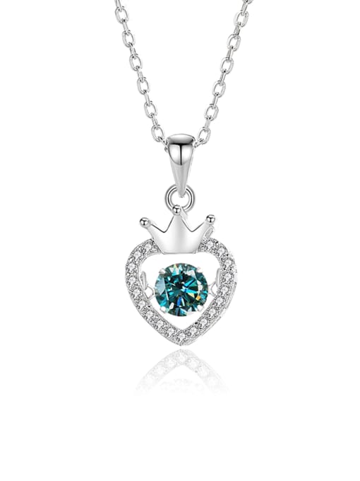 FDTD 034 Platinum+green Moissanite 925 Sterling Silver Moissanite Heart Dainty Necklace