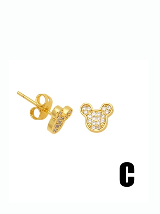 CC Brass Cubic Zirconia Geometric Cute Stud Earring 3