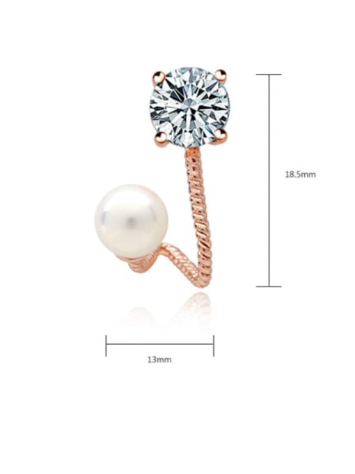 BLING SU Copper Imitation Pearl Geometric Minimalist Stud Earring 1