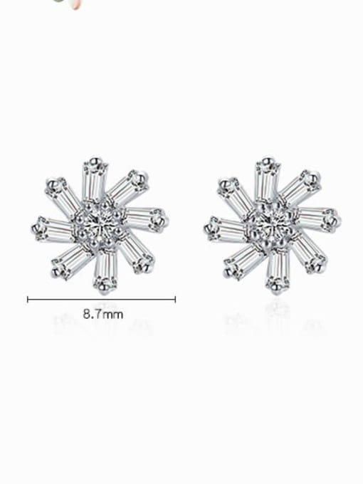 MODN 925 Sterling Silver Cubic Zirconia Flower Minimalist Stud Earring 2