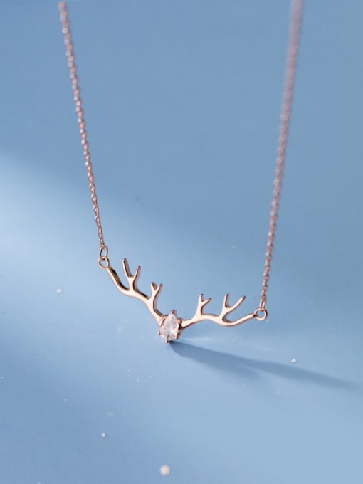 Rosh 925 Sterling Silver Cubic Zirconia Deer Minimalist Christmas Necklace 0