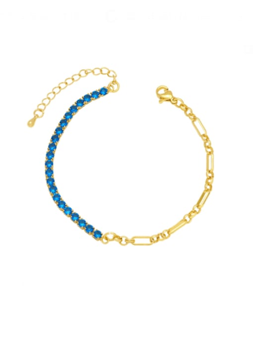 Dark blue Brass Cubic Zirconia Geometric Minimalist Bracelet