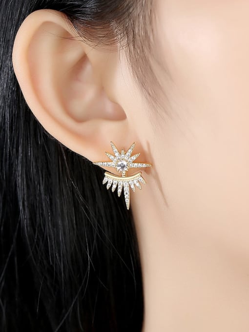 BLING SU Brass Cubic Zirconia Star Luxury Stud Earring 1