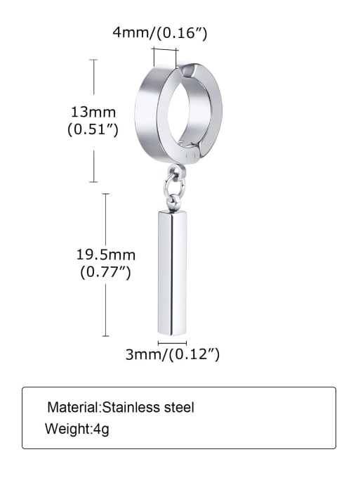 Single steel ear clip Stainless steel Geometric Minimalist Single Earring
