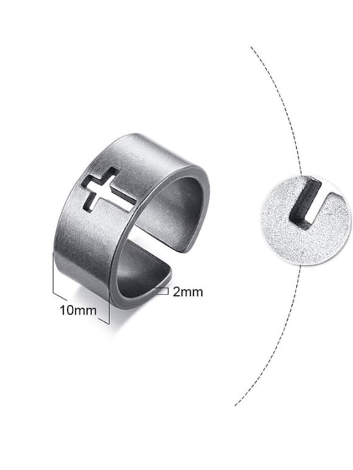CONG Stainless steel Geometric Hollow Cross Minimalist Band Ring 1