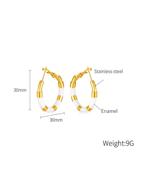 Open Sky Titanium Steel Enamel Geometric Minimalist Huggie Earring 2