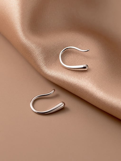 Rosh 925 Sterling Silver Irregular Minimalist Hook Earring 0