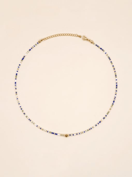 MI N220070B Stainless steel Glass beads Geometric Bohemia Necklace