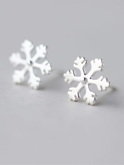 Rosh 925 Sterling Silver  Minimalist  Cute snowflake Stud Earring 0
