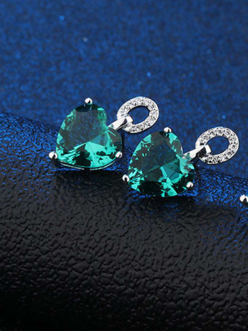 ROSS Copper Glass Stone Heart Dainty Stud Earring 1