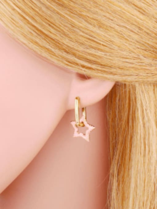CC Brass Enamel Star Cute Huggie Earring 1