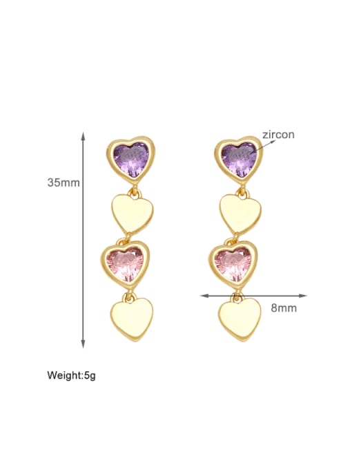 CC Brass Cubic Zirconia Heart Minimalist Drop Earring 2