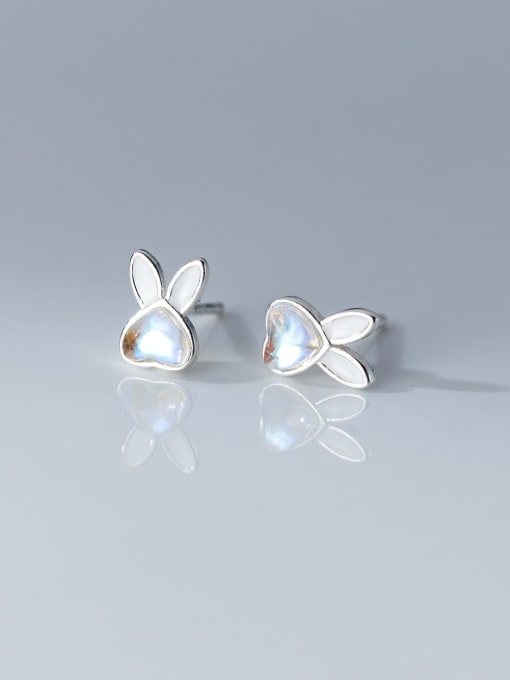 Rosh 925 Sterling Silver Cubic Zirconia Rabbit Cute Stud Earring 2