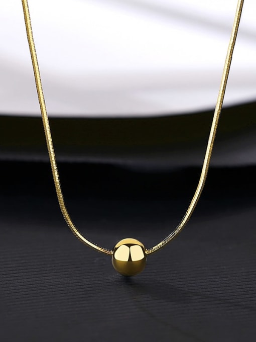 14K 14A08 925 Sterling Silver Bead Round Minimalist Necklace