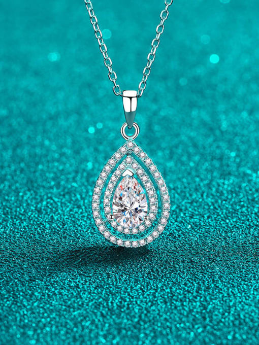 MOISS 925 Sterling Silver Moissanite Water Drop Dainty Necklace