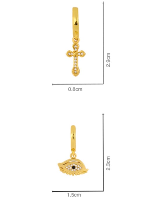 CC Brass Cubic Zirconia Cross Ethnic Huggie Earring 2