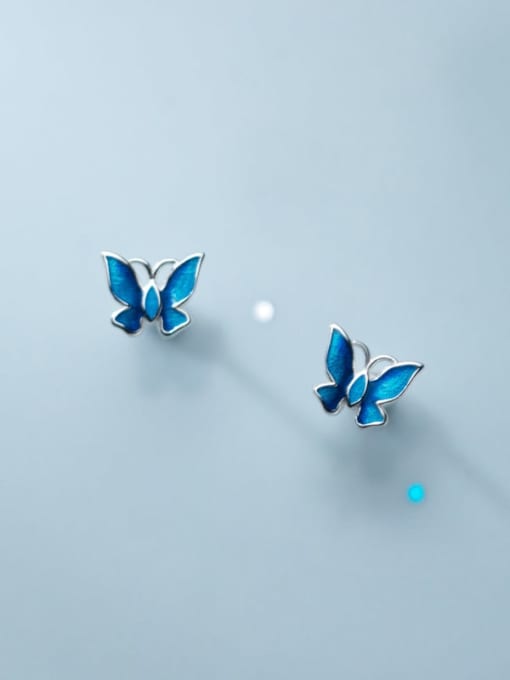 Rosh 925 Sterling Silver Enamel Butterfly Cute Stud Earring 0