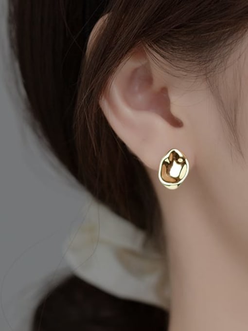 Rosh 925 Sterling Silver Asymmetrical Geometric Minimalist Stud Earring 1