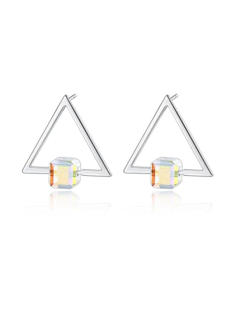 white 925 Sterling Silver Cubic Zirconia Triangle Minimalist Stud Earring
