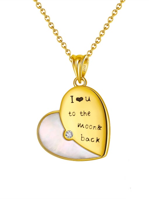 14K gold pendant with chain 925 Sterling Silver Shell Heart Minimalist Necklace