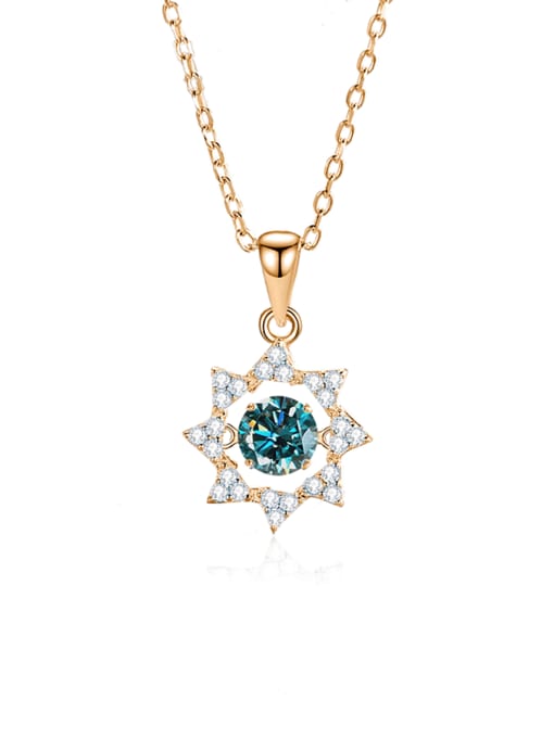 FDTD 029 Mosang Green Diamond Rose Gold 925 Sterling Silver Moissanite Eight- Pointed Star Dainty Necklace