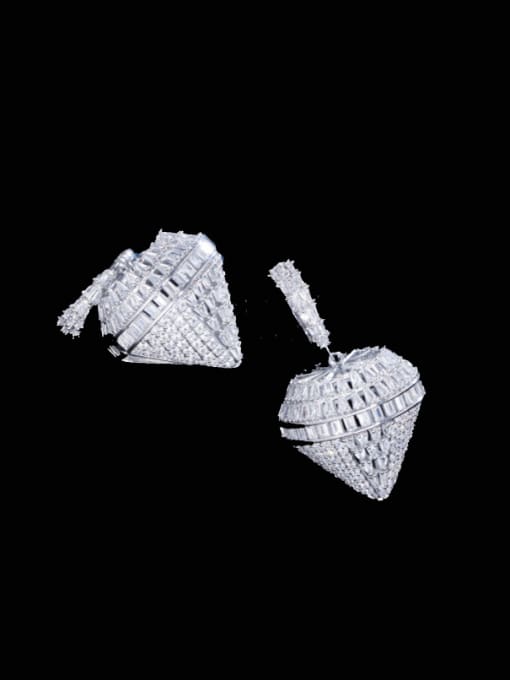 L.WIN Brass Cubic Zirconia Heart Luxury Drop Earring 0