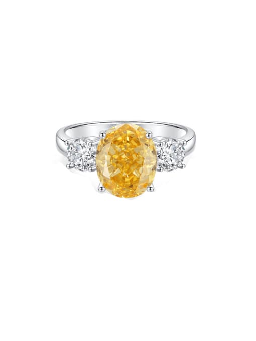 FDJZ 062 Goose Yellow 925 Sterling Silver High Carbon Diamond Geometric Luxury Band Ring