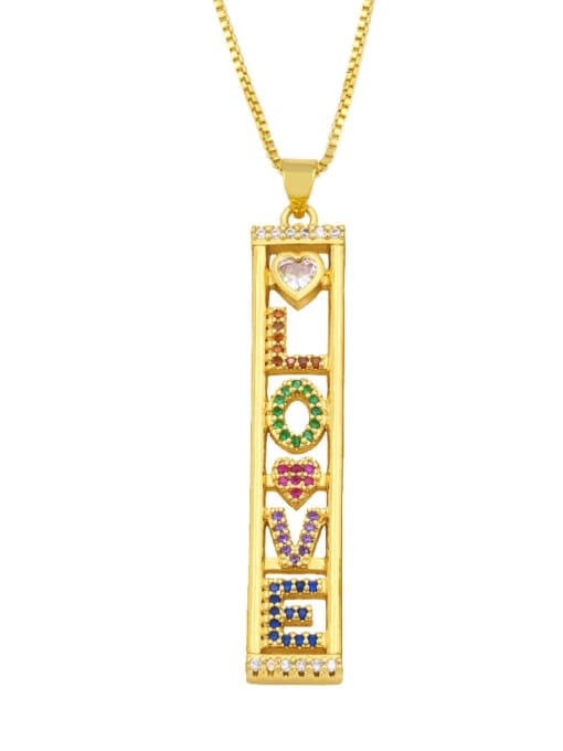 B(LOVE) Brass Cubic Zirconia Letter Vintage Necklace