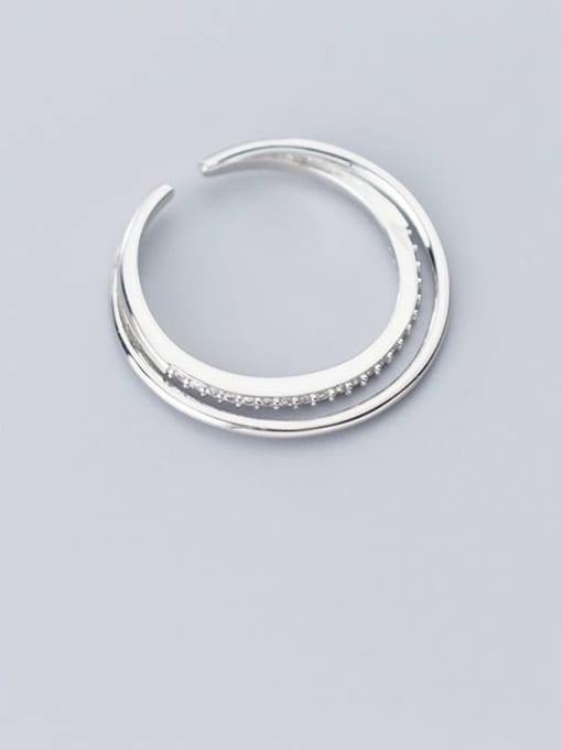 Rosh 925 sterling silver rhinestone white round minimalist free size  ring 2
