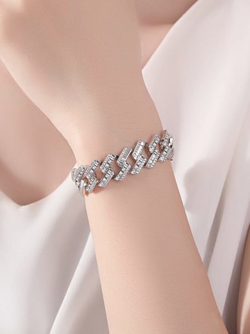BLING SU Stainless steel Cubic Zirconia Geometric Luxury Bracelet 1