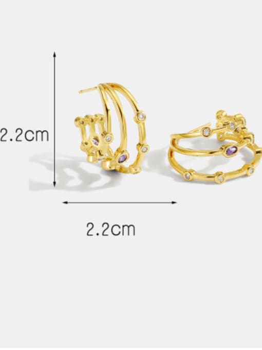 CHARME Brass Rhinestone Geometric Minimalist Stud Earring 2