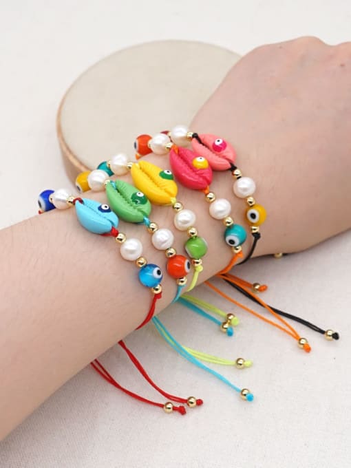 Roxi Stainless steel Freshwater Pearl Multi Color Mouth Bohemia Woven Bracelet 1