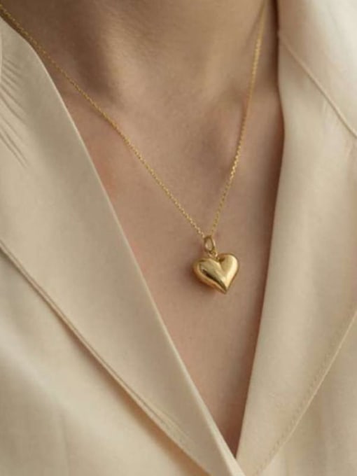 GROSE Titanium Steel  Minimalist Heart Pendant Necklace 1