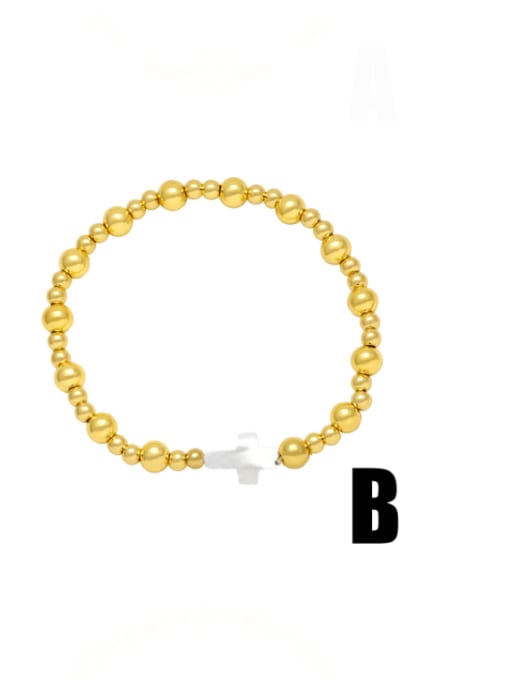 CC Brass Imitation Pearl Pentagram Minimalist Beaded Bracelet 2