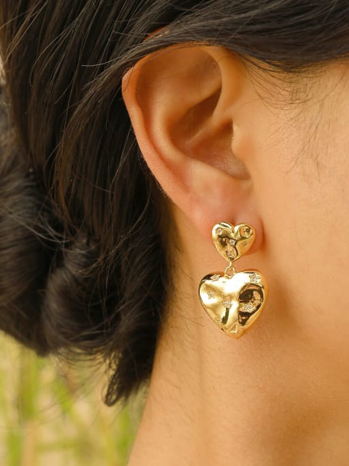 CONG Brass Heart Minimalist Drop Earring 1