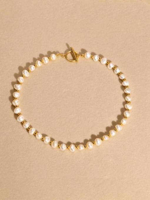 LI MUMU Stainless steel Freshwater Pearl Irregular Minimalist Necklace