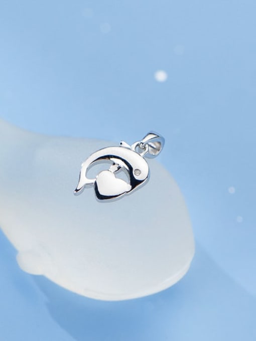 Rosh 925 Sterling Silver Minimalist  Dolphin Heart Pendant 2