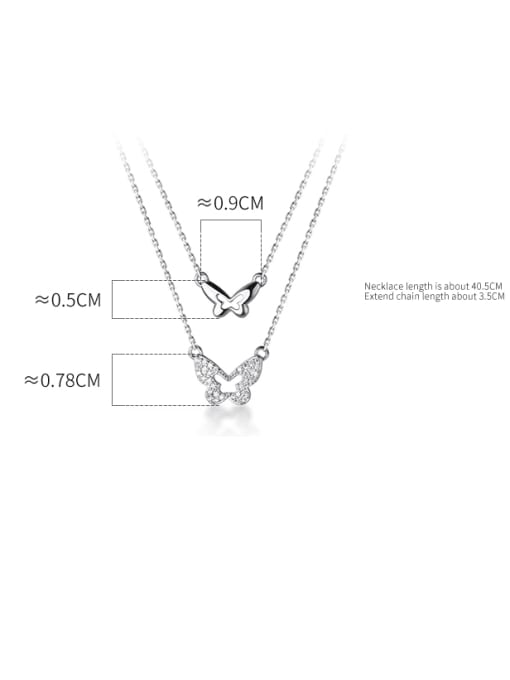 Rosh 925 Sterling Silver Cubic Zirconia Butterfly Minimalist Multi Strand Necklace 3