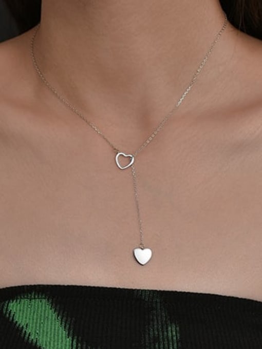 XBOX 925 Sterling Silver Heart Tassel Minimalist Necklace 1