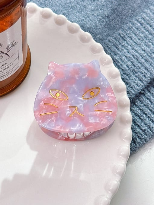 Pink purple 5cm Cellulose Acetate Cute Cat Alloy Jaw Hair Claw