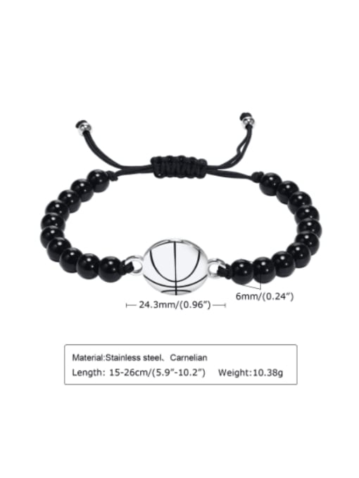 Adjustable length 15 -26CM Titanium Steel Carnelian Geometric Hip Hop Adjustable Bracelet